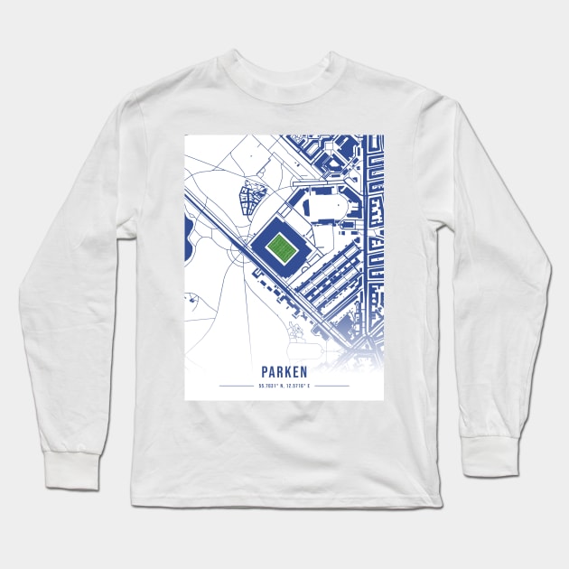 Parken White Map Design Long Sleeve T-Shirt by TopFootballStadiums